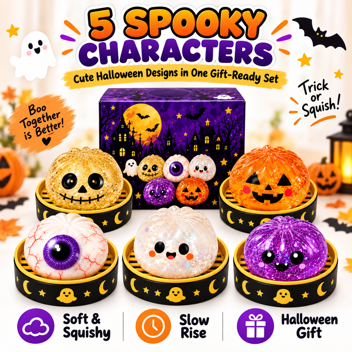 Halloween Mystery Squishy Toys - 🎃Collect All 5 Spooky Designs!