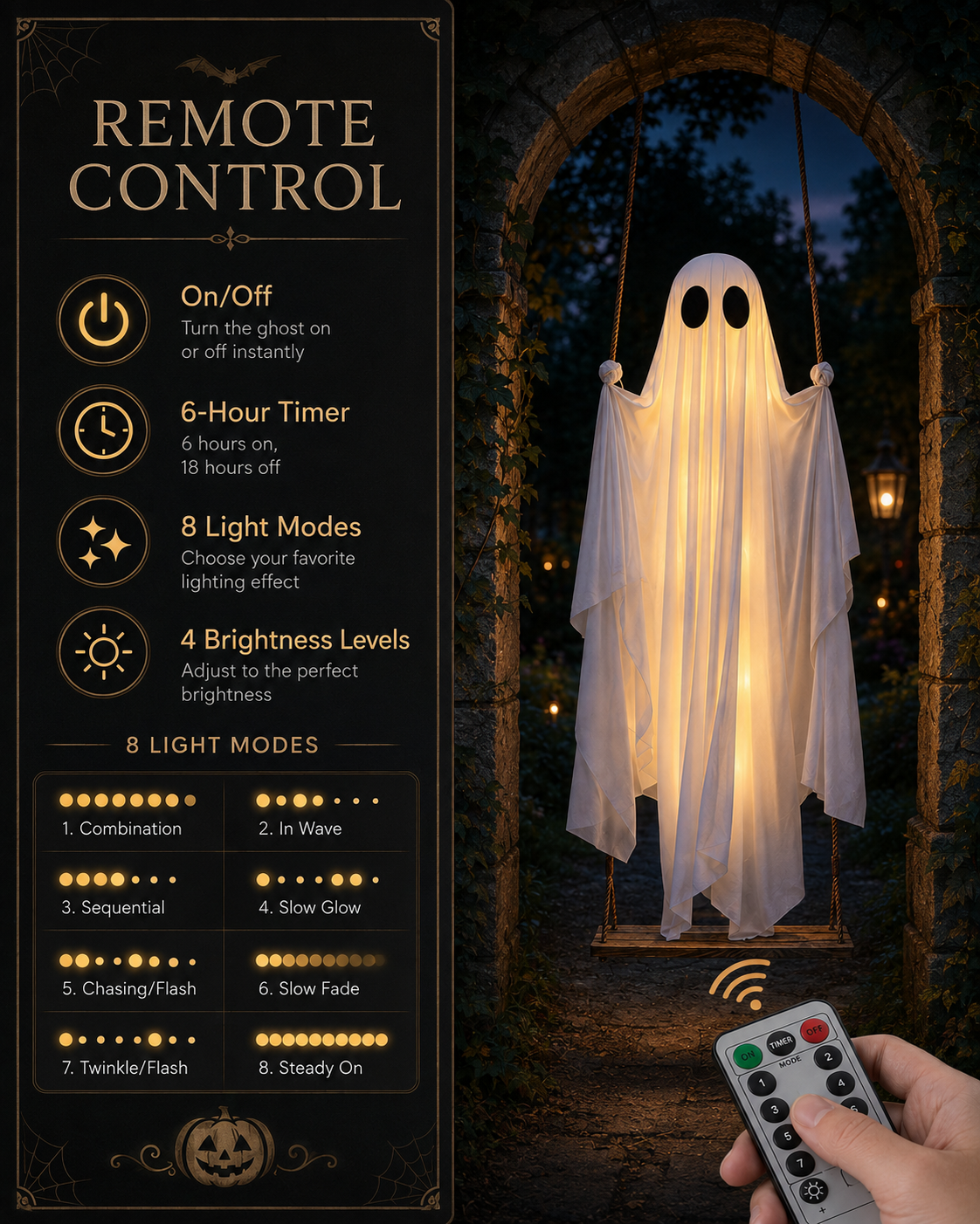 Pre-Assembled Hanging Swing Ghost