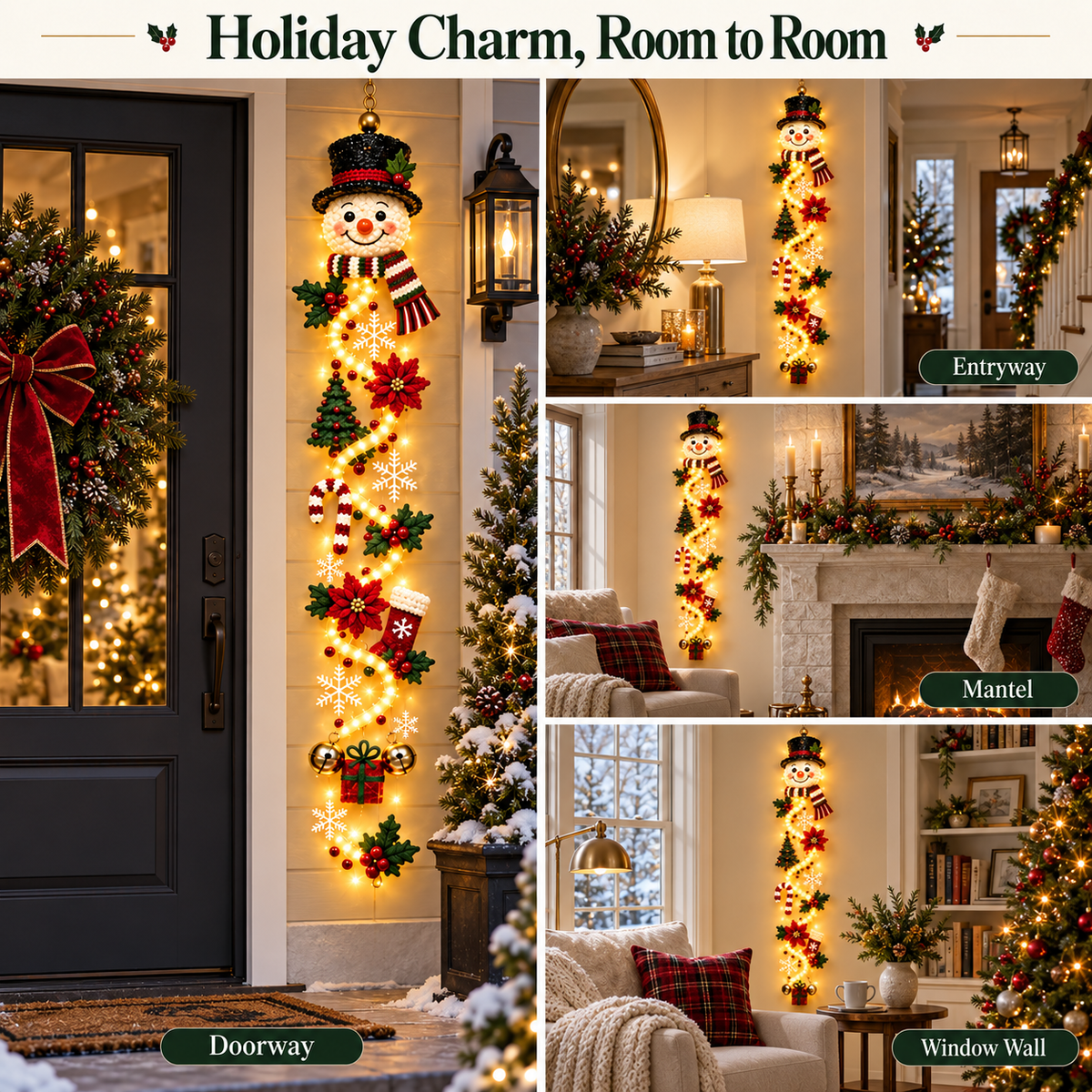 🎄 Turn Any Doorway Into Christmas Magic – Glowing Holiday Door Hanger