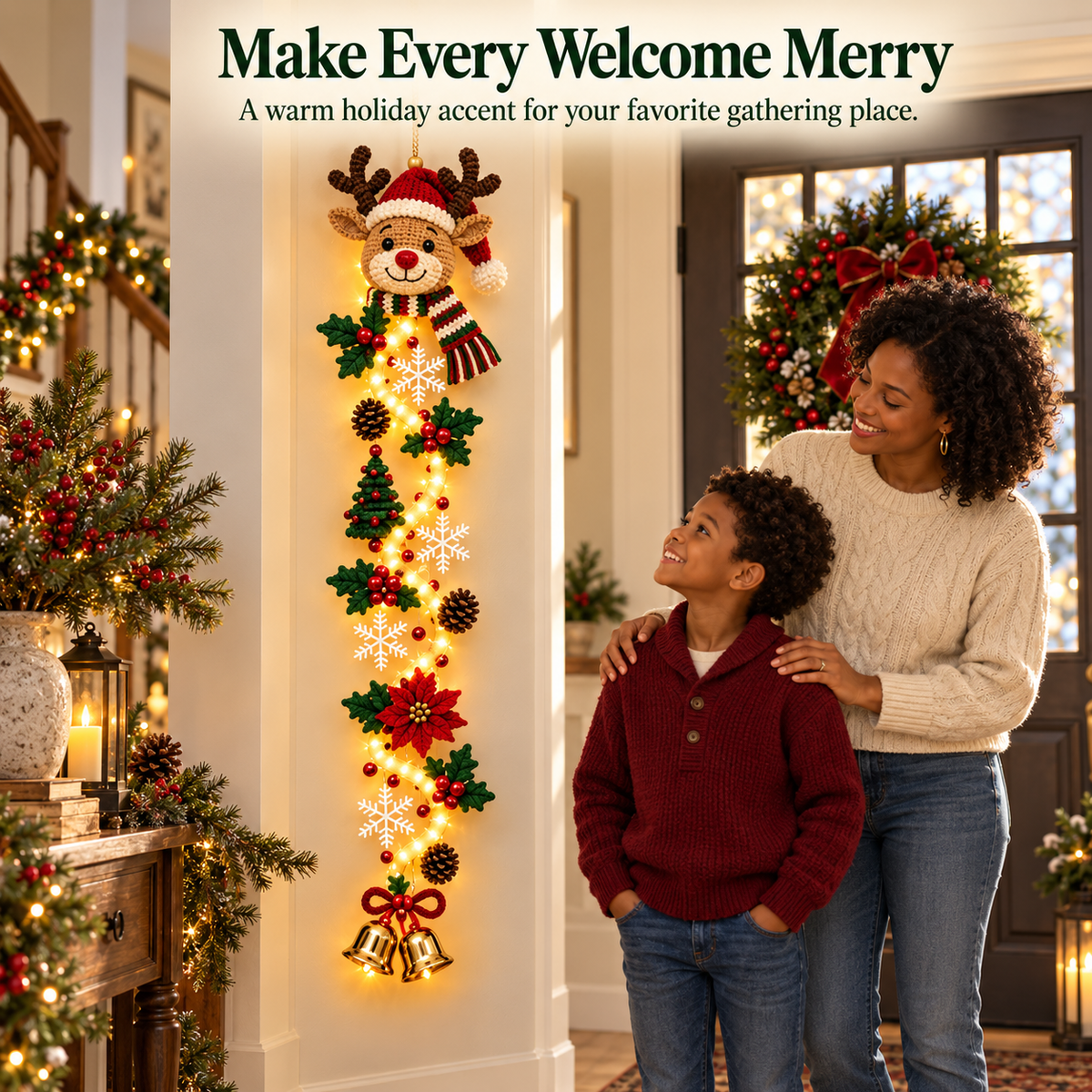 🎄 Turn Any Doorway Into Christmas Magic – Glowing Holiday Door Hanger ✨