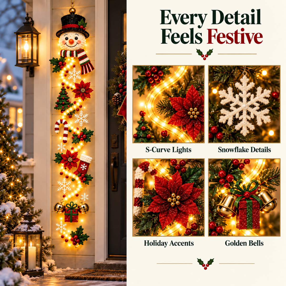 🎄 Turn Any Doorway Into Christmas Magic – Glowing Holiday Door Hanger ✨