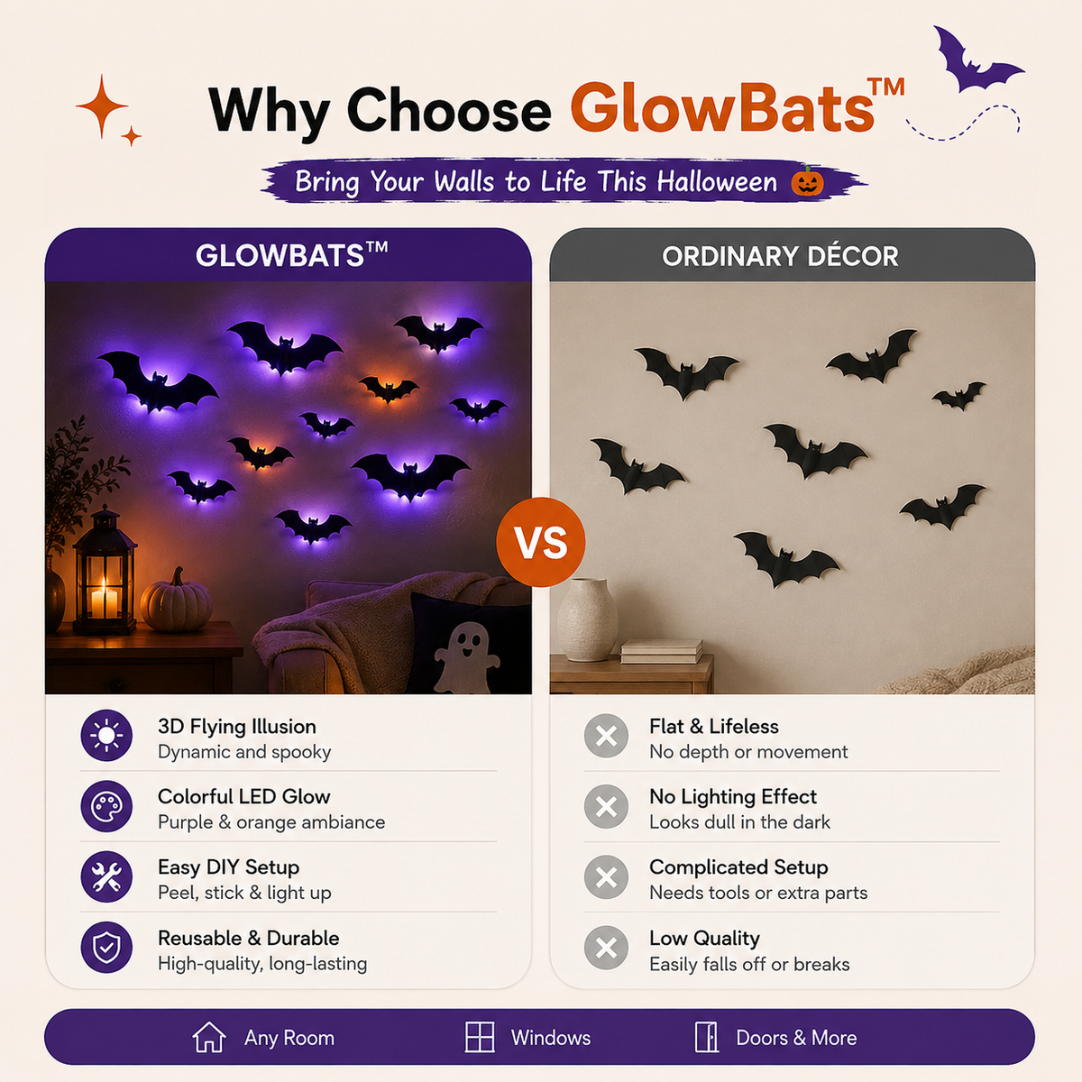 Glow Bat Wall Lights