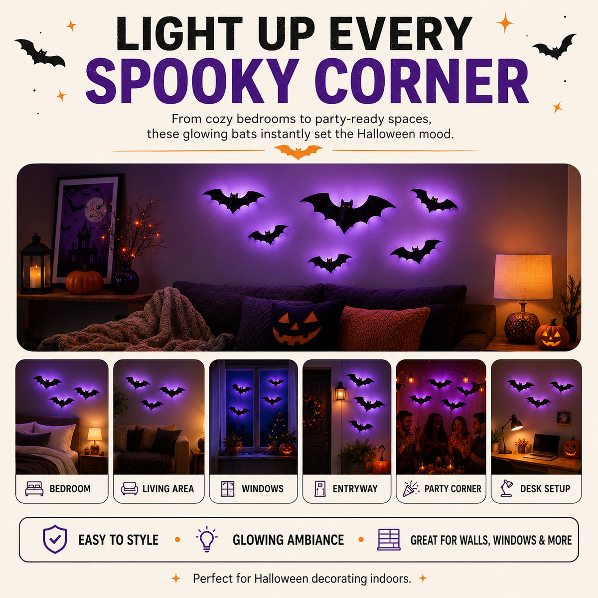 Glow Bat Wall Lights