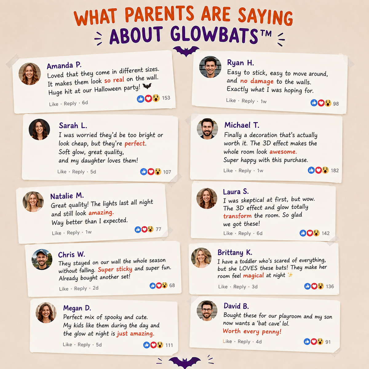 Glow Bat Wall Lights
