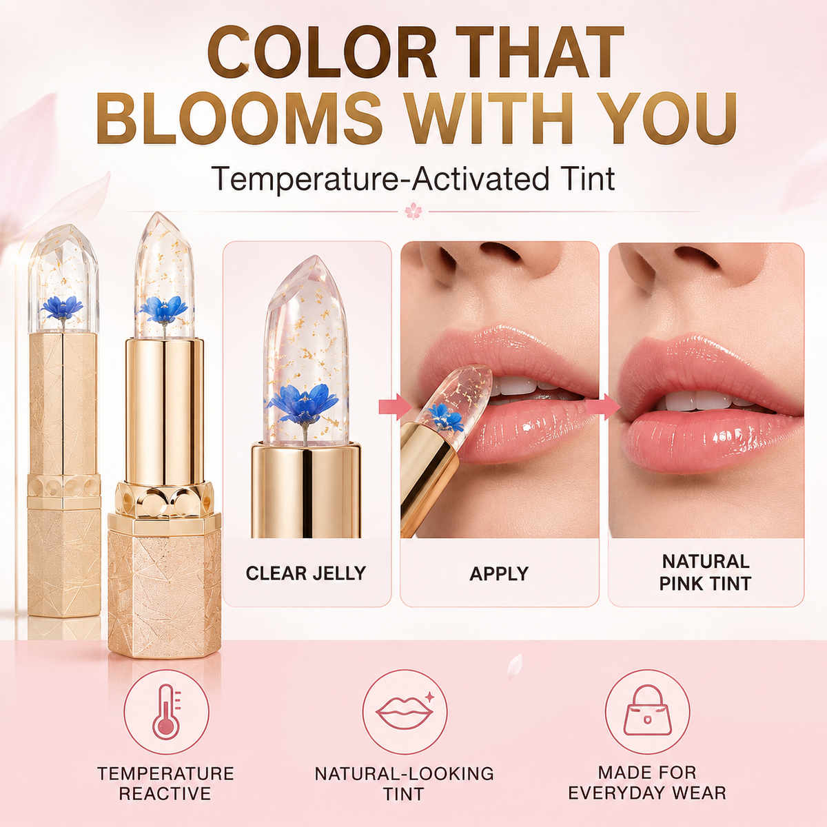 🔥Viral Bloom Jelly Lip Tint🔥Magic Bloom Color-Shift Lipstick⭐GlowBloom Jelly Lipstick